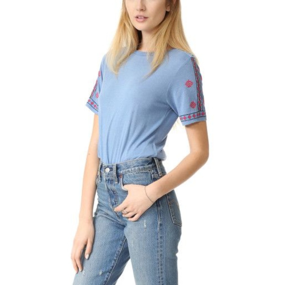 NWT ★: REBECCA MINKOFF Telulah Top, Blue/Pink, XS